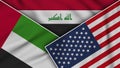 Iraq United States of America United Arab Emirates Flags Together Fabric Texture Illustration