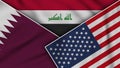 Iraq United States of America Qatar Flags Together Fabric Texture Illustration