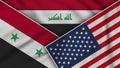 Iraq United States of America Syria Flags Together Fabric Texture Illustration