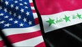 Iraq and USA Merged Flag Together A Concept of Realations