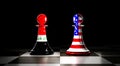 Iraq and USA relations, chess pawns with national flags - 3D illustration Royalty Free Stock Photo