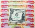 Iraqi Dinars and American Dollar Royalty Free Stock Photo
