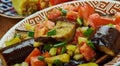 Iraqi Fried Aubergine Molasses Salad