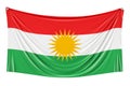 Iraqi Kurdistan flag hanging on the wall, 3D rendering