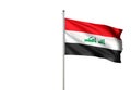 Iraq national flag waving isolated white background realistic 3d illustration Royalty Free Stock Photo