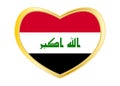 Flag of Iraq in heart shape, golden frame