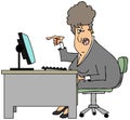 Irate woman sitting at a desk Royalty Free Stock Photo