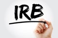 IRB - Industrial Revenue Bond acronym with marker, business concept background