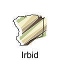 Irbid on a geographical map of Jordan, Vector Design Template. Editable Stroke