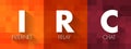 IRC - Internet Relay Chat is a text-based chat system for instant messaging, acronym technology concept background