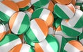 Ireland Badges Background - Pile of Irish Flag Buttons.