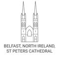 Ireland, Belfast, St Peters Cathedral travel landmark vector illustration