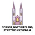 Ireland, Belfast, St Peters Cathedral travel landmark vector illustration
