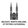 Ireland, Belfast, St Peters Cathedral travel landmark vector illustration