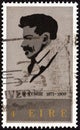 IRELAND - CIRCA 1971: A stamp printed in Ireland shows playwright John Millington Synge, circa 1971.