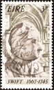 IRELAND - CIRCA 1967: A stamp printed in Ireland shows Jonathan Swift 1667-1745, circa 1967. Royalty Free Stock Photo