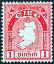 IRELAND - CIRCA 1922: A stamp printed in Ireland shows Map of Ireland.