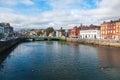 Ireland. Cork. Glimpse of the city with the River Lee and the Christy Ring Bridge Royalty Free Stock Photo