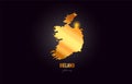 Ireland country border map in gold golden metal color design