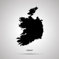 Ireland country map, simple black silhouette on gray