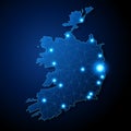 Ireland - country shape with lines connecting major cities