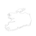 Ireland - 3D black thin outline silhouette map of country area. Simple flat vector illustration Royalty Free Stock Photo