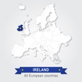 Ireland. Europe administrative map.