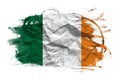 Ireland flag on Crumpled paper texture