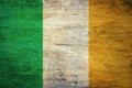 Ireland Flag on grunge wood