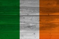 Ireland flag painted on old wood plank