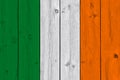 Ireland flag painted on old wood plank