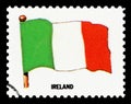 IRELAND FLAG - Postage Stamp isolated on black