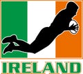 Ireland flag rugby player try dive Royalty Free Stock Photo