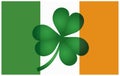 Ireland Flag with Shamrock Illustration