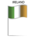 Ireland flag stick. Icon with ireland flag stick on white background. Vector illustration. Stock image.
