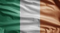 Ireland flag waving in the wind. Close up of Irish banner blowing soft silk Royalty Free Stock Photo