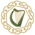 Ireland Harp musical instrument, illustration on the theme of St. Patricks day celebration