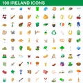 100 ireland icons set, cartoon style Royalty Free Stock Photo