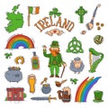 Ireland irish saint patrick holiday with leprechaun in patrics green hat and clover leaf symbol of saintpatrick Royalty Free Stock Photo