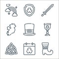 ireland line icons. linear set. quality vector line set such as shoe, st patricks day, celtic knot, holy grail, hat, ireland,