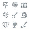 ireland line icons. linear set. quality vector line set such as hurling, irish coffee, heart, beer, banjo, map placeholder,