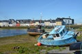 Ireland. Low tide. Boats stranded Royalty Free Stock Photo