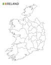 Ireland map, black and white detailed outline regions of the country Royalty Free Stock Photo