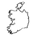 Ireland map from the contour black brush lines different thickness on white background. Vector illustration Royalty Free Stock Photo