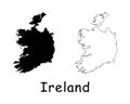 Ireland Country Map. Black silhouette and outline isolated on white background. EPS Vector Royalty Free Stock Photo