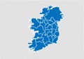 Ireland map - High detailed blue map with counties/regions/states of ireland. nepal map isolated on transparent background Royalty Free Stock Photo