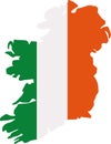 Ireland map silhouette in colors of the irish flag Royalty Free Stock Photo