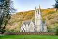 Beautiful exterior view of the KylemoreÃ¢â¬â¢s Neo-Gothic Church of Kylemore Abbey & Victorian Walled Garden Royalty Free Stock Photo