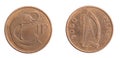 Ireland one penny coin on a white isolated background Royalty Free Stock Photo