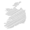 Ireland - pencil scribble sketch silhouette map of country area with dropped shadow. Simple flat vector illustration
